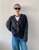 Black Hairy Cardigan  #241265